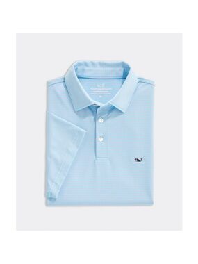Vineyard Vines Performance Bradley Stripe Sankaty Polo Bora Blue M